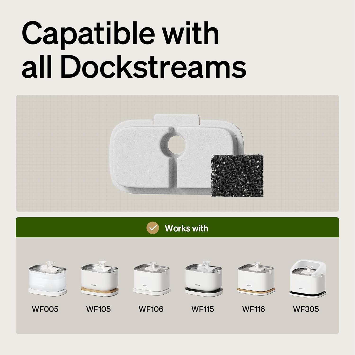 PETLIBRO 6 Packs Replacement Filters for Dockstream Cat Water Fountain PLWF105/PLWF115/PLWF005, 3 Months Set of Replacement Filters for Ultra Quiet Pet Water Fountain image number 1