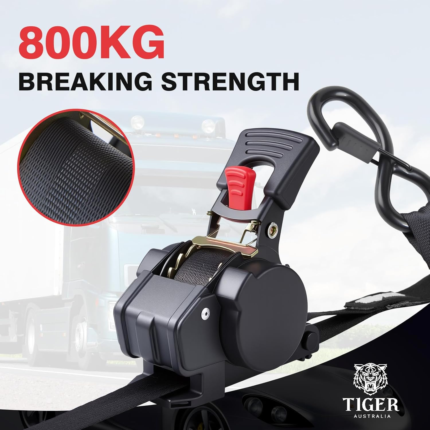 Tiger Australia Auto Slow-Retracting Design Ratchet Straps 4 Pack &ndash; 25Mm X 4.5M Tie down Straps, Upgraded to Stainless Steel Spring, S-Hooks & Storage Bag, for Trailers, Utes, Boats & Moving