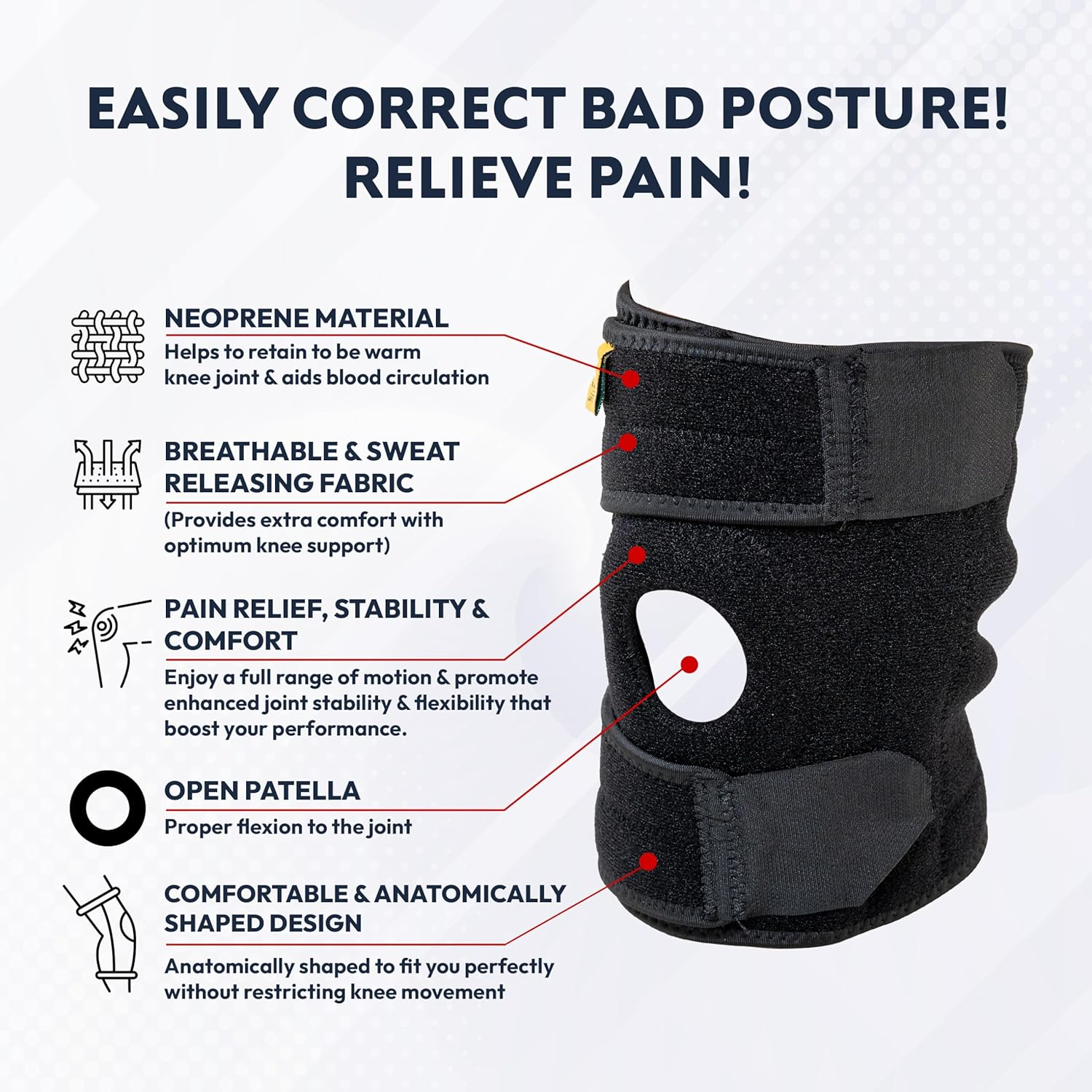 I5Joints-Non Slip Knee Brace-Specially Designed for Sports(Premium Knee Support Open Patella, Breathable Knee Cap Brace for Arthritis, Pain Relief, Sports for Men & Women)