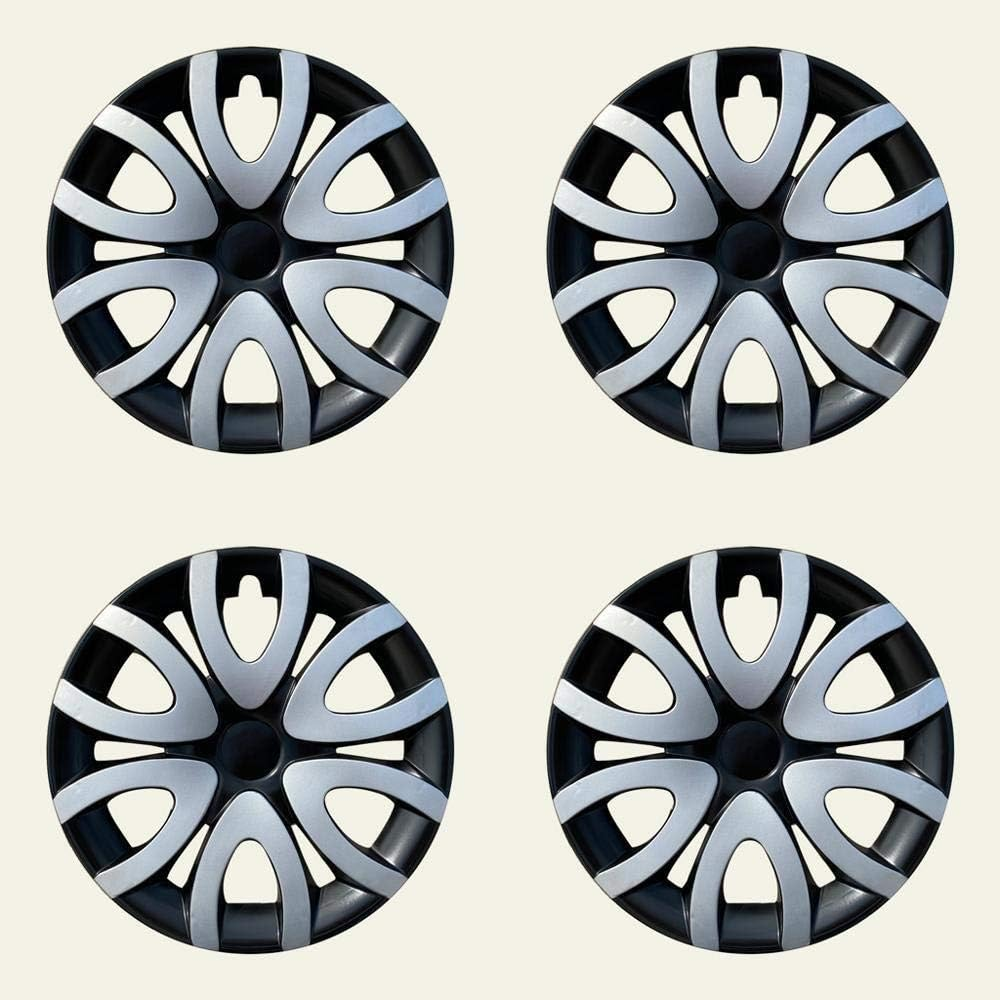 ZUXIM 4Pcs Set 15 "Inch Hubcaps Wheel Rim Cover Glossy Black with Gray Insert Alloy Wheel Center Cap image number 4