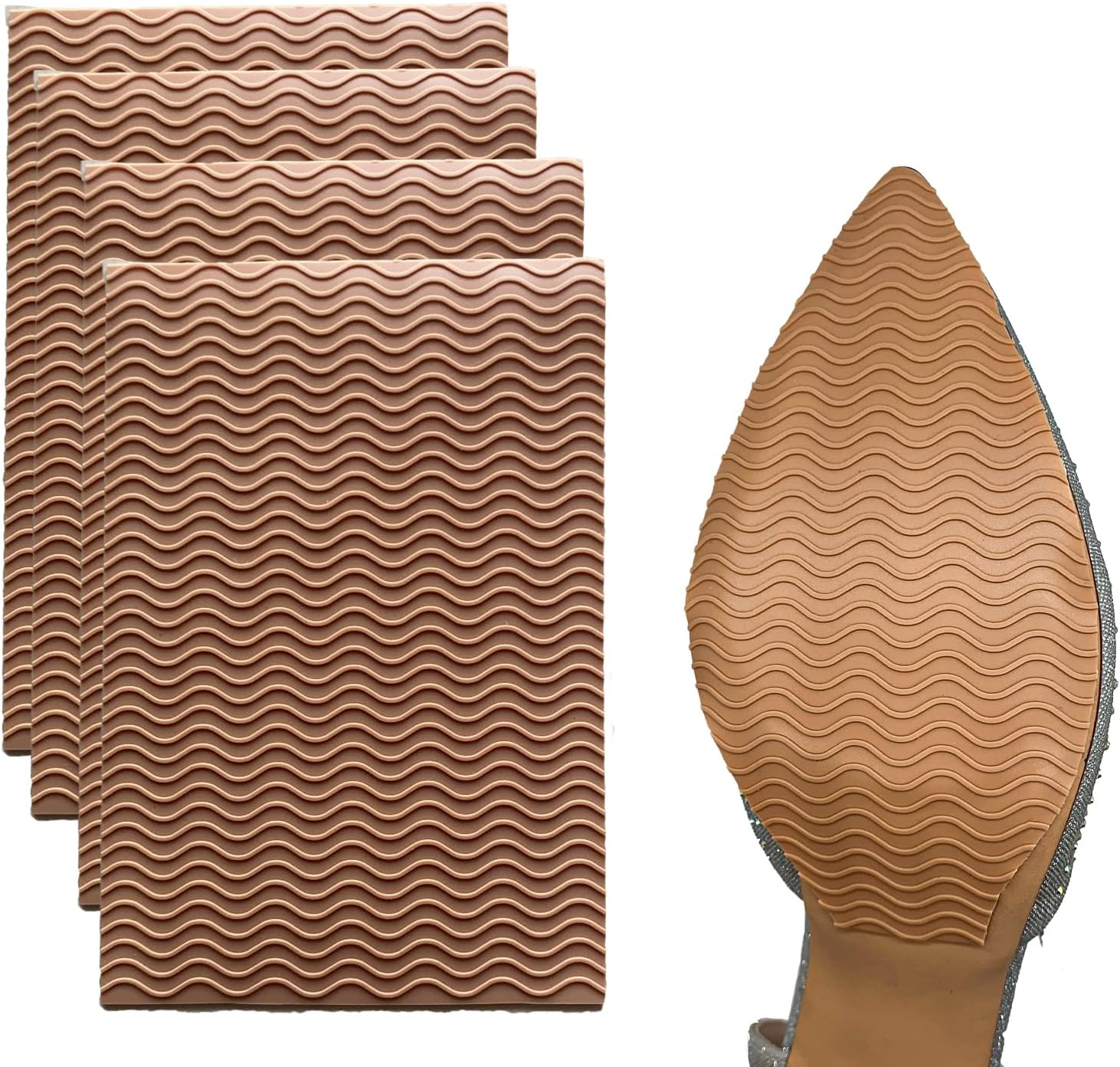 ZBLGO Shoe Sole Protectors Non-Slip Shoe Sole Pads Shoe Bottom Protector Shoes Cushion for High-Heels Leather Shoes Clear 2Pcs - Beige image number 6