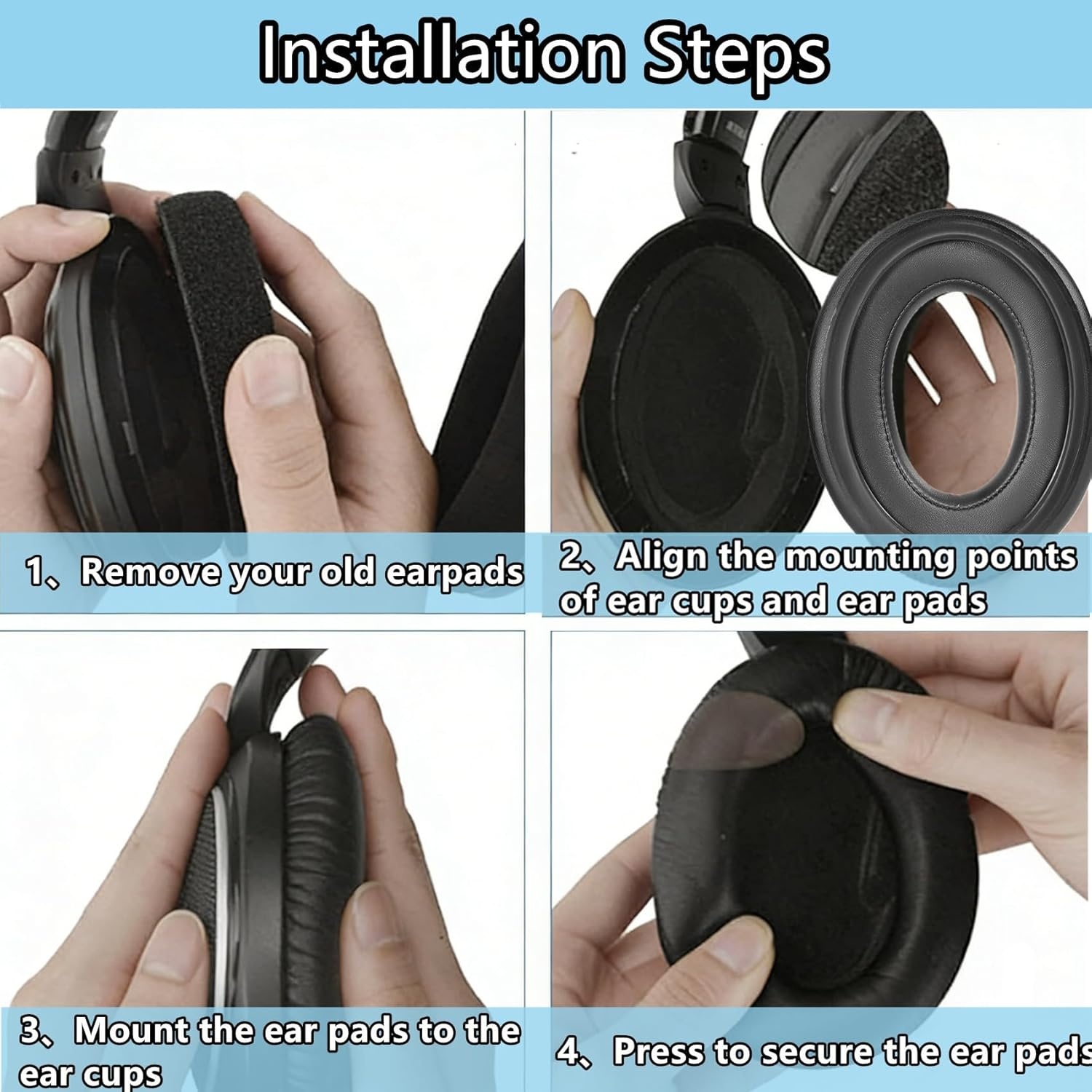 Taizichangqin Cooling Gel Earpads Kits Compatible with Sennheiser HD620S HD 620S HD620 Headphones Replacement Ear Pads Cushions High-Density Foam Black image number 4