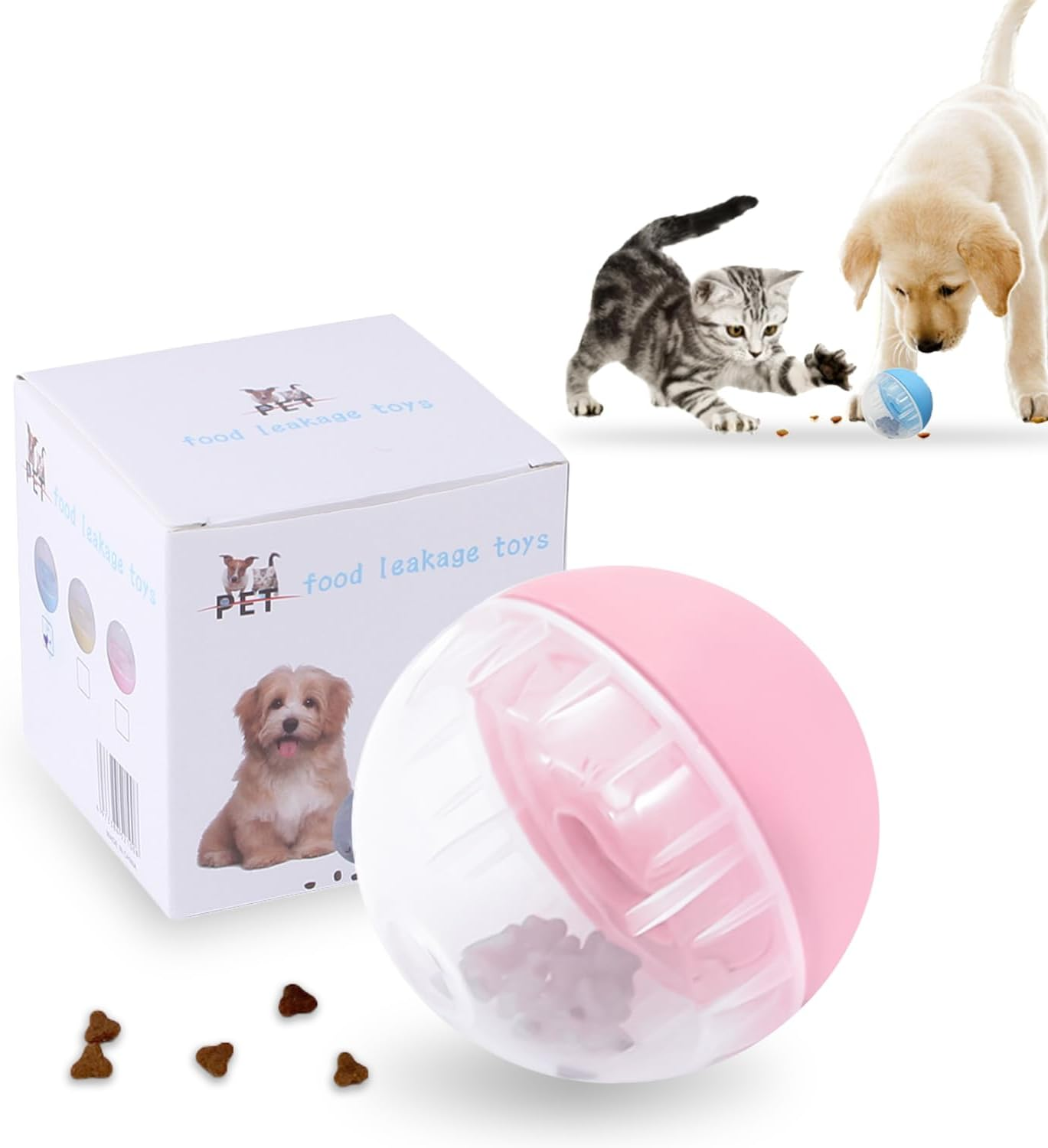 TORMEN Dog Treat Ball Toy, Pet Zone IQ Dispensing Interactive Food Dispenser Puzzle for Pets, Adjustable Difficulty, Durable Leak-Resistant Ball, Treat-Dispensing Toy for Exercise & Fun (Pink) image number 2