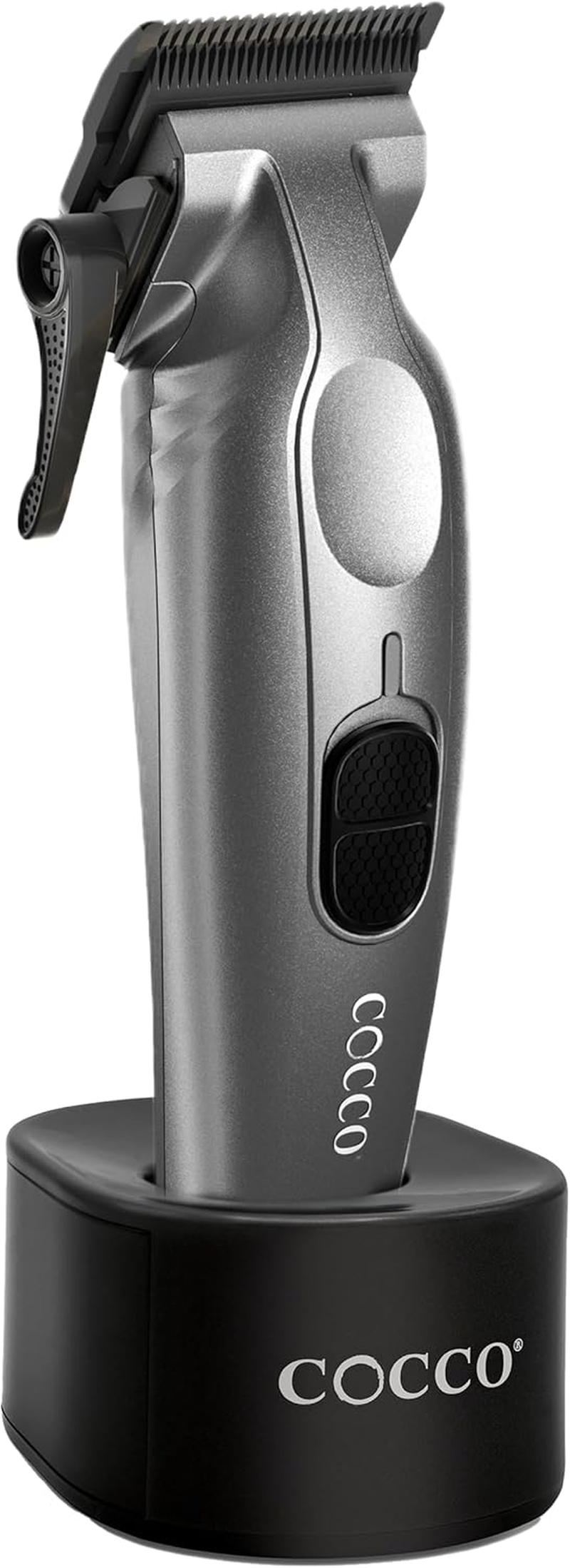 Cocco Veloce Pro Clipper, Digital Gap Ambassador Graphene Taper Blade Professional Hair Clippers, High-Torque BLDC Motor, All-Metal, Cordless, Charging Base Included, Pearl White