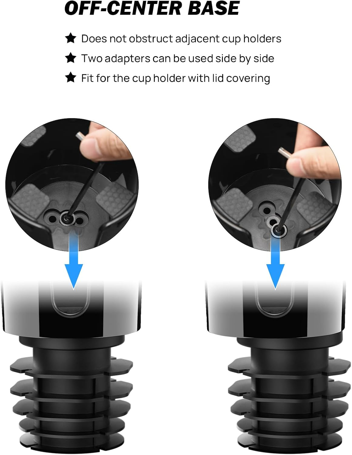 JOYTUTUS Car Cup Holder Expander, Automotive Cup Attachable Tray with 360&deg; Rotation,Large Cup Holder Adapt Most Regular Cups with 500-1000 ML, Fit in 7-9 CM Car Holder image number 4