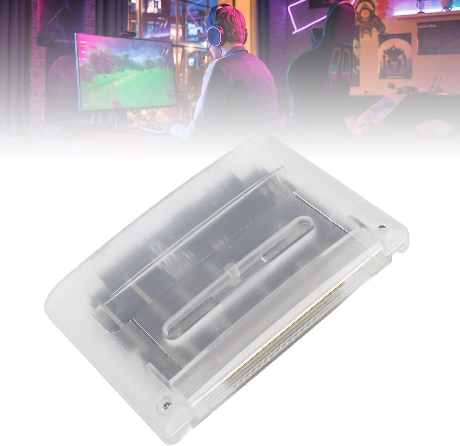 Game Cartridge for SNES for SFC Gaming Console, Professional 3000 in 1 8GB Memory Card Game Cartridge Supports FAT16, FAT32 File (Transparent White) - Transparent Purple image number 6