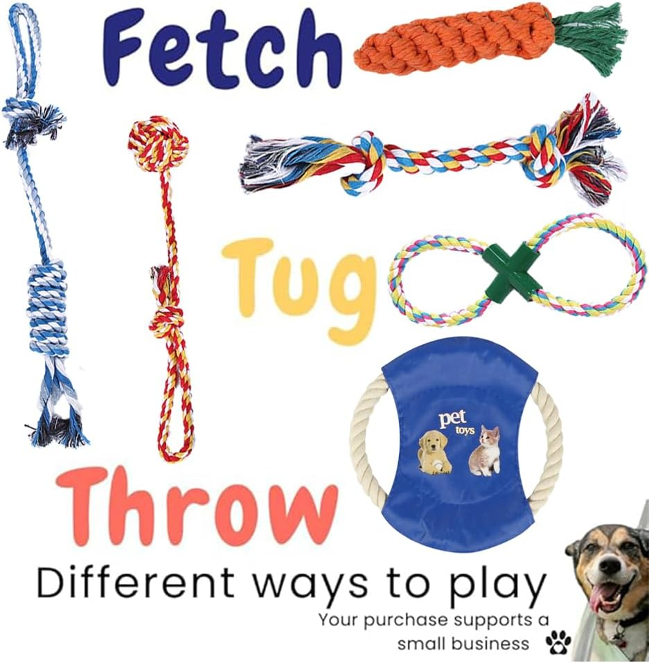 Dog Rope Toys for Small Dogs Aggressive Chewers, 100% Natural Cotton, 6 Pack for Fun and Teeth Cleaning Chew Tug of War Interactive Training Rope Toys for Puppy to Small Dogs image number 2