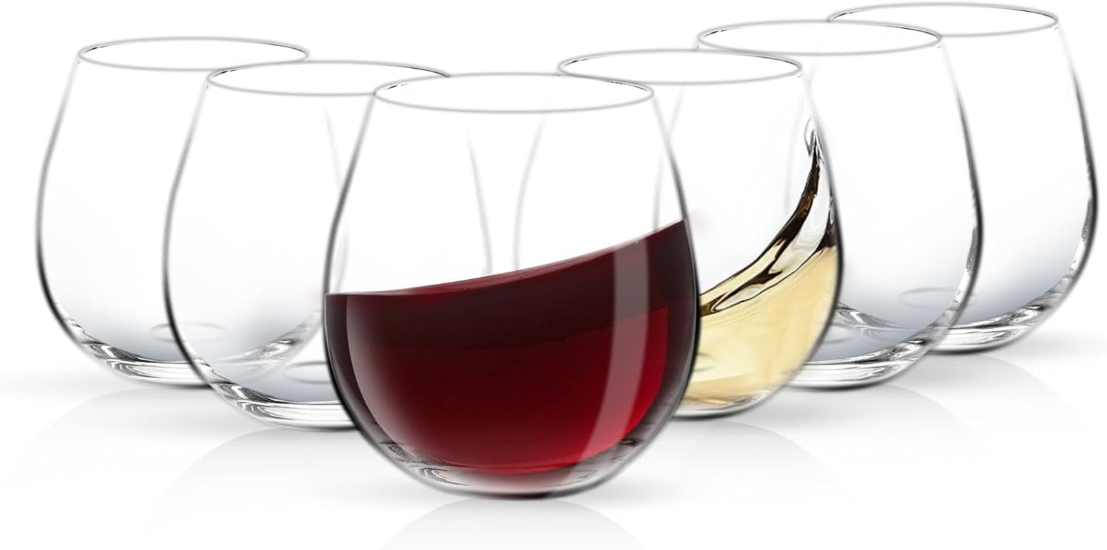 D.M DESIGN&middot;MASTER [6 Pack,15 OZ] - Classic Stemless Wine Glasses, Lead-Free Drinking Glasses, Ideal for Red and White Wine, Cocktail, Juice, Water, Kitchen Glassware, Wedding and Party Gifts. image number 1