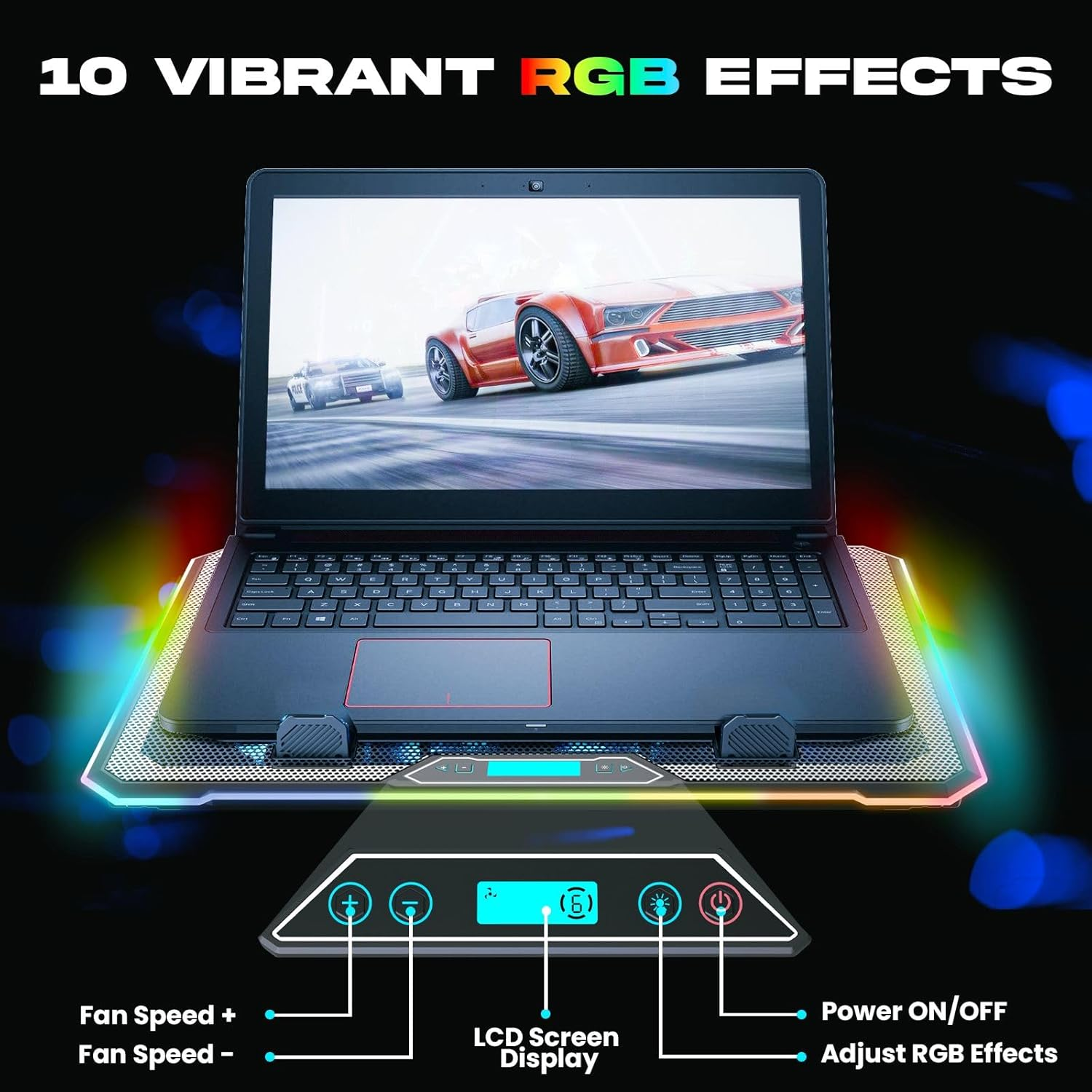 KLIM V14 Gaming Laptop Cooling Pad with 14 Fans + New Version + Gaming Laptop Cooler + Stable RGB Laptop Stand with Fan + Compatible up to 17" + 2 USB Ports + Phone Holder + 5 Year Warranty