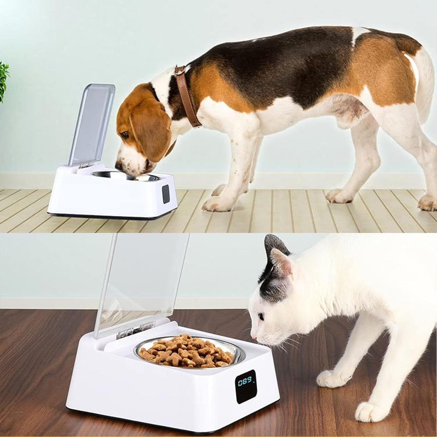 Automatic Cat Feeder Pet Smart Feeder Induction Lid Opening Rechargeable Dog Cat Feeding Bowl Cat Food Dispenser for Small Medium Pet 350Ml Pet Dry Food image number 5