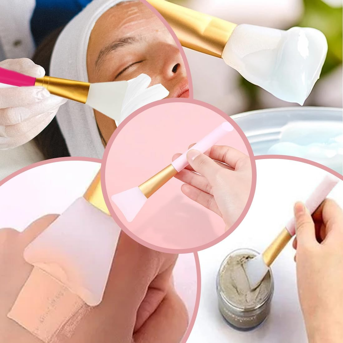 Pack of 6 Mask Brush, Face Mask Applicator, Silicone Face Mask Brush, Brush for Masks, for Face Mud, Clay Mask, DIY Modelling Mask, Body Lotion image number 4