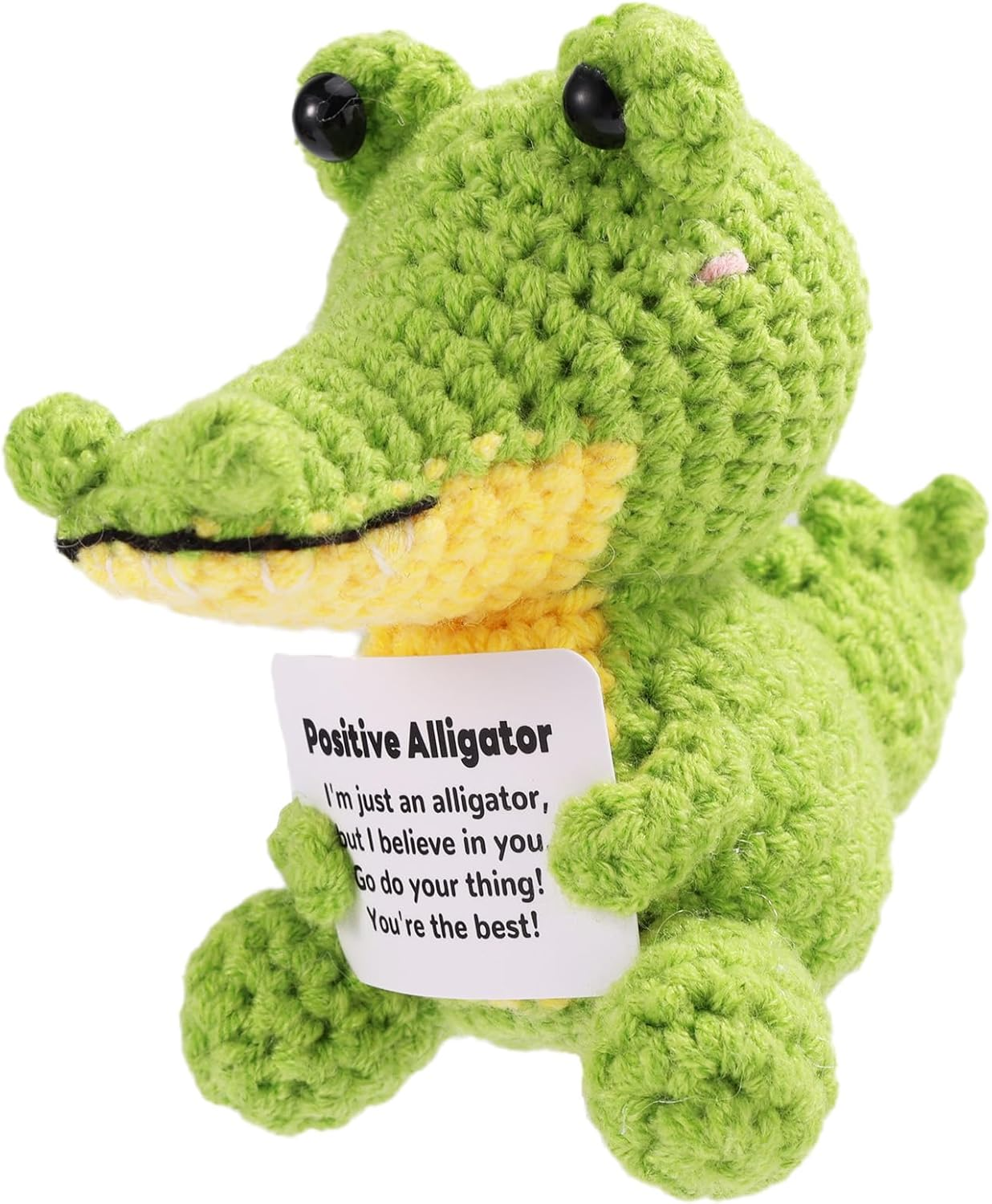 TOYMIS Positive Crochet Crocodile, Mini Cute Crochet Crocodile with Encouraging Card Incentive Crocodiles Gifts Emotional Plush Dolls for Friends Family image number 5