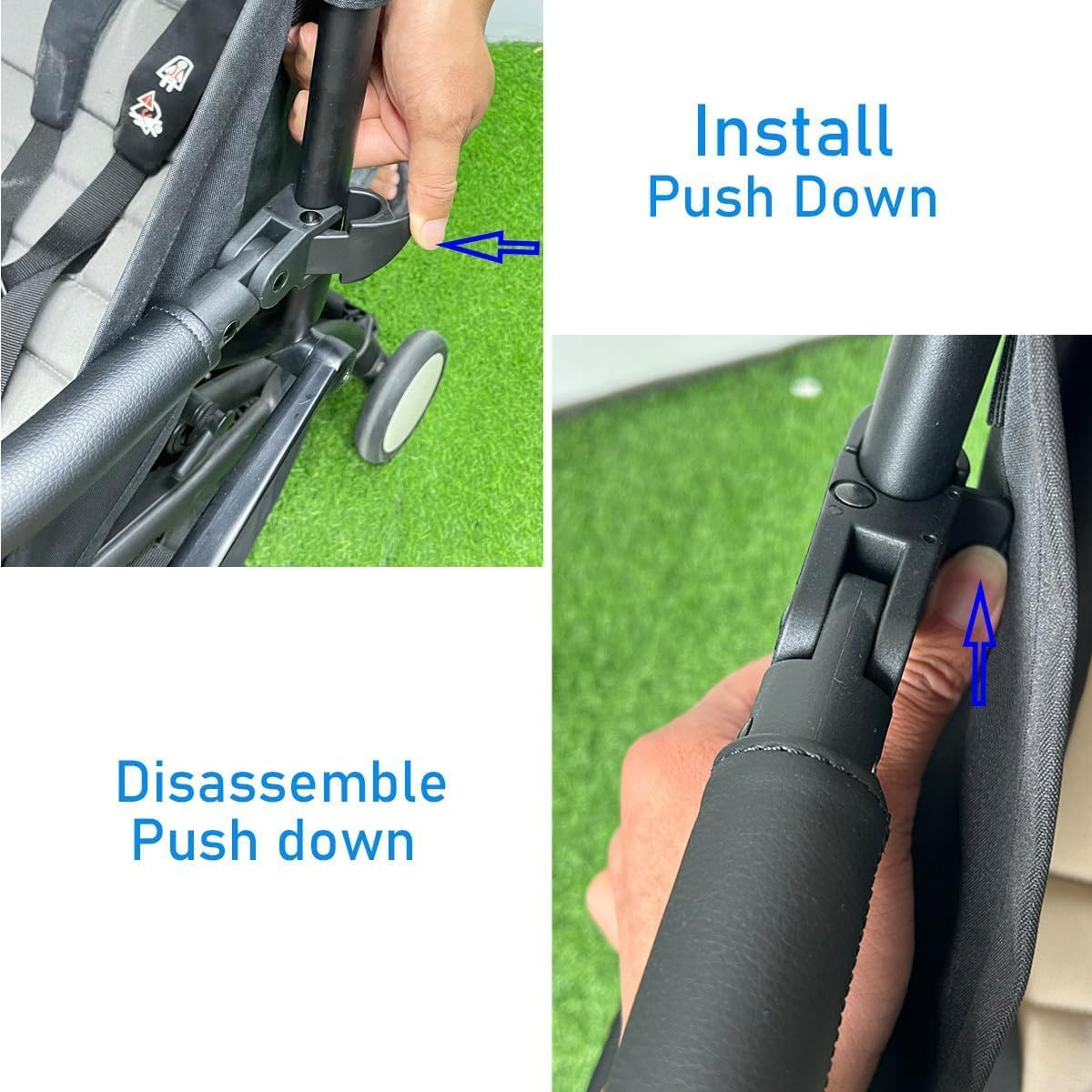 Bumper Armrest Pram Accessory Stroller Bar Compatible with Yoyo 2 and Yoyo+ Pushchair, PU Leather, Black image number 3