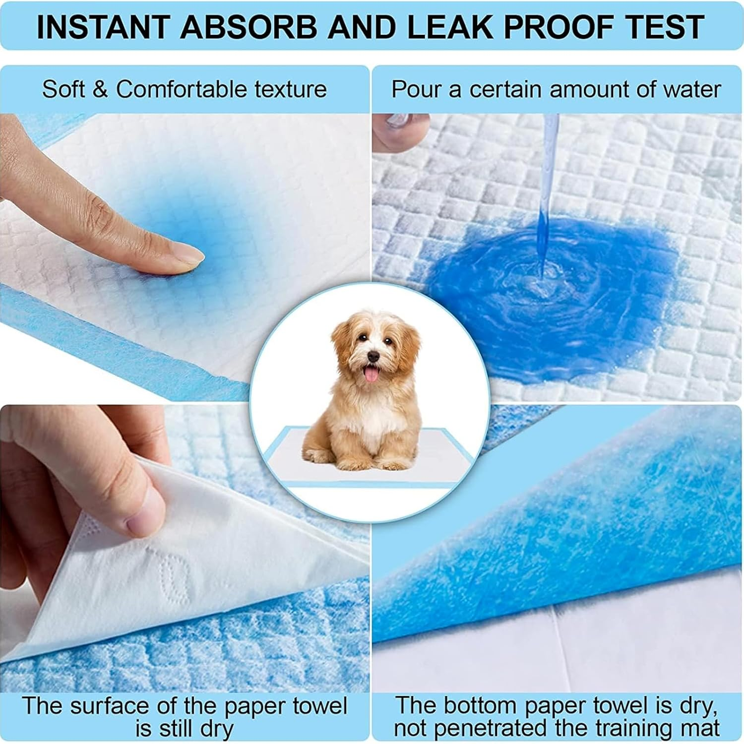 Pet Pee Pads, Puppy Potty Training Pet Mats 40Pcs 60X60 Cm Dog Pads Extra Large Super Absorbent & Leak-Free Pee Pads for Dogs, Cats, Rabbits (L)