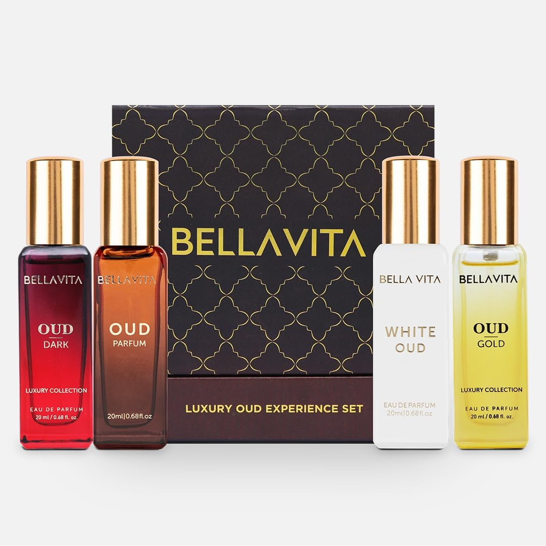 Bellavita Luxury OUD Gift Set (4X20 Ml) | Mens Arabian Parfum Gold, Dark, White & OUD | Travel Size Perfume for Men Gifts for Mens Cologne | Embrace Mans Cologne | Perfumes for Women and Men image number 5