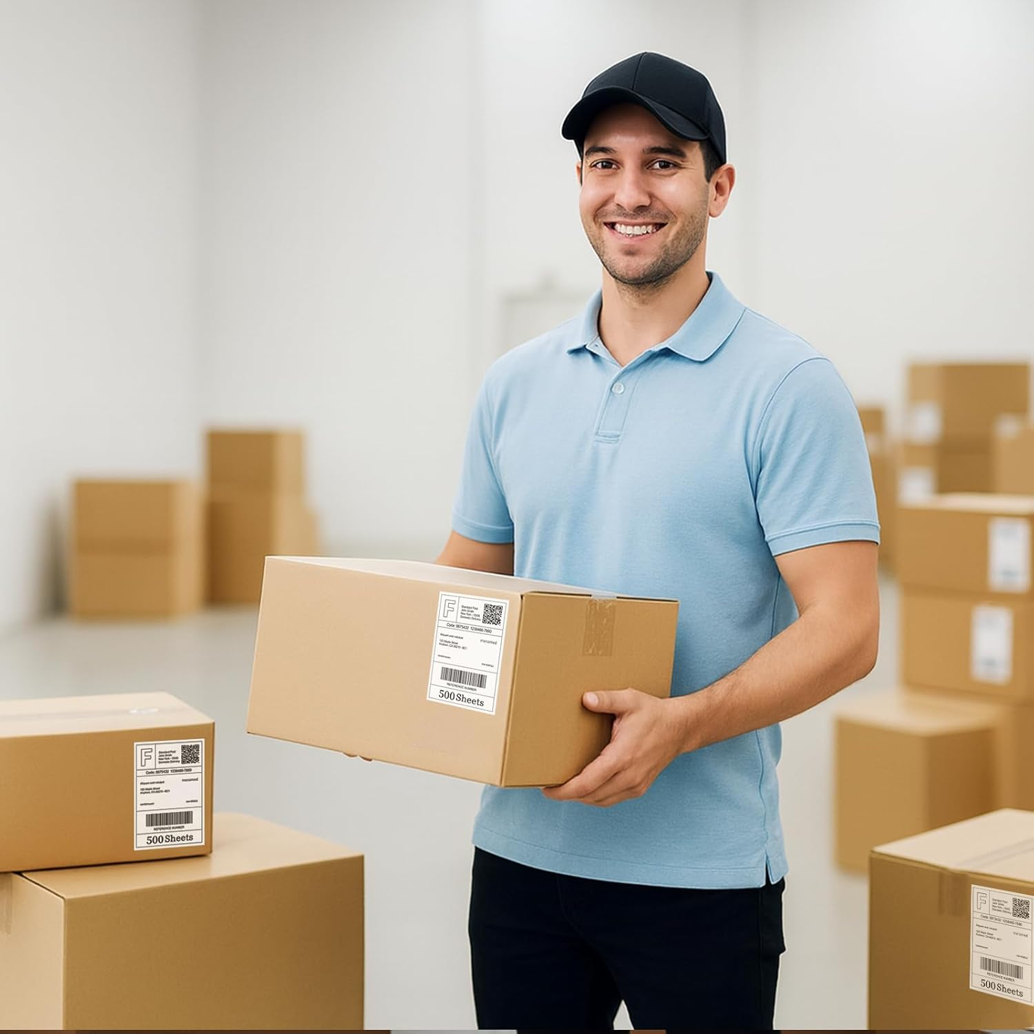 Makmefre 10X15Cmthermal Shipping Labels,Strong Adhesive,Perforated,Commercial Grade,Waterproof Postage Labels Compatible with Most Thermal Printer(1Rolls/500Labels) image number 5