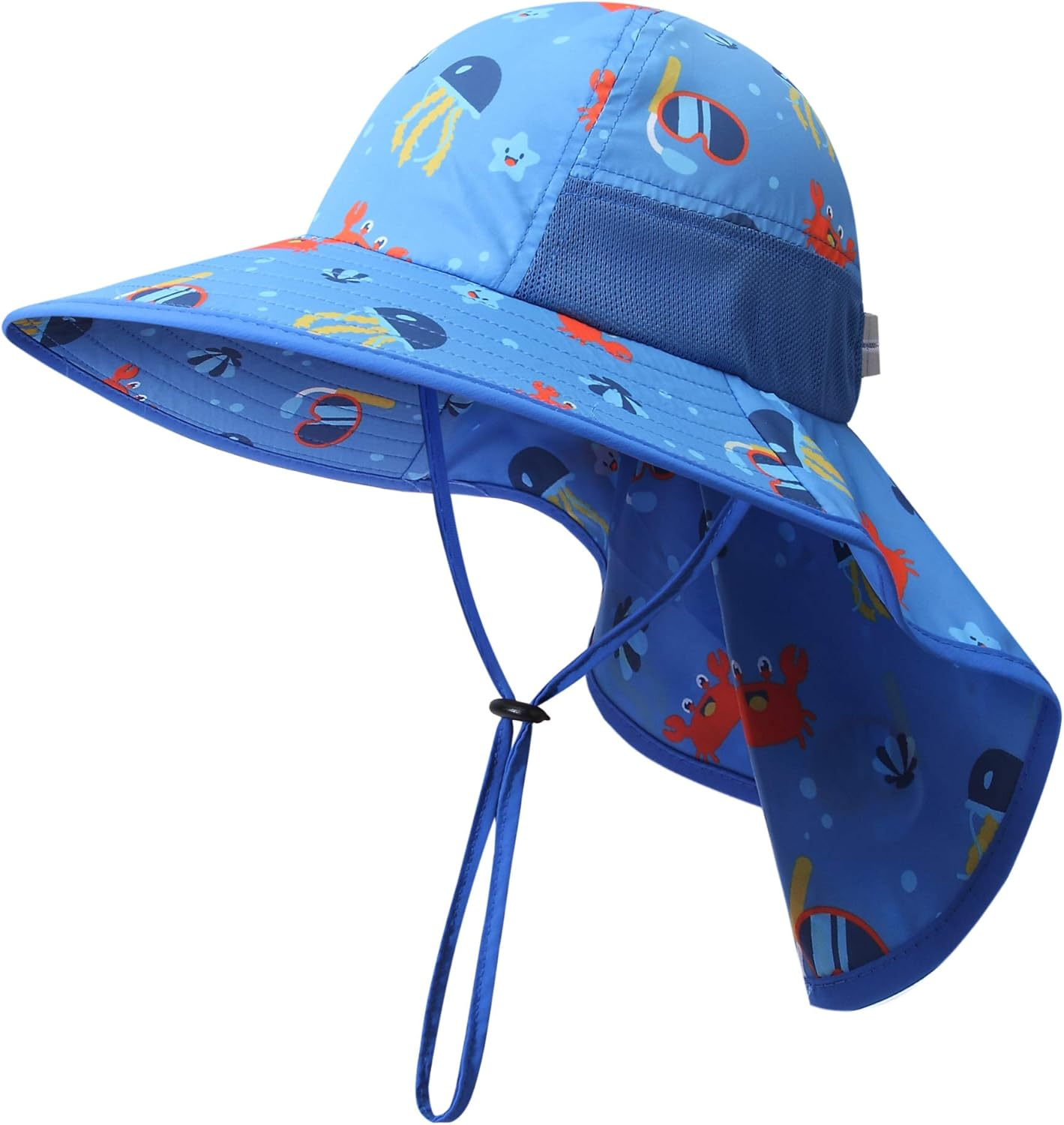Icolor Kids Sun Hats Toddlers Upf50+Bucket Summer Beach Play UV Sun Protection Hats with Neck Flap for Ages 3~10 Boy Girls