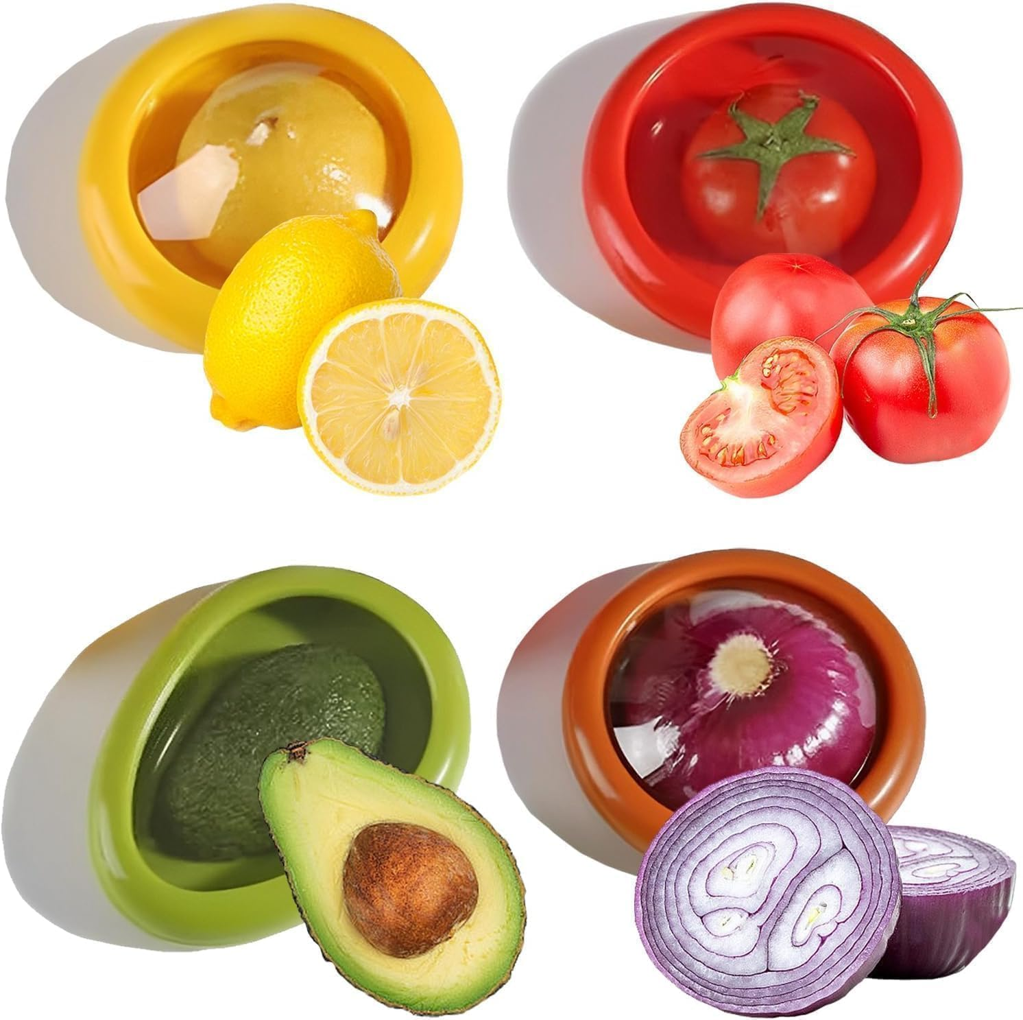 4 Pcs Silicone Fruit Storage Box,Fruit and Vegetable Anti-Oxidation Storage Box,Silicone Fruit and Vegetable Storage Containers Set for Fridge Keep Fresh image number 5