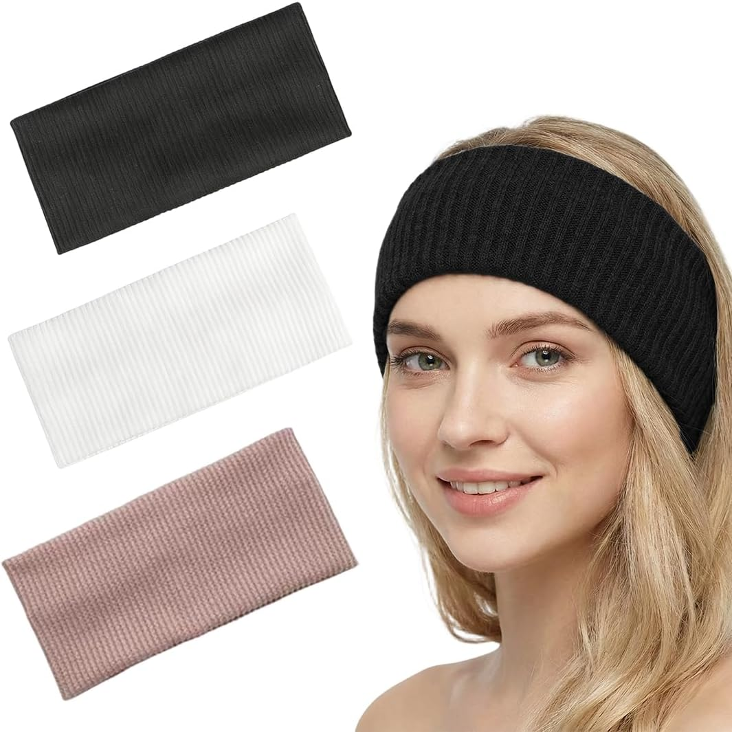 ZORVYN 3 Pieces Women'S Summer Cotton Headband Non-Slip Hair Bands Elastic Sweat Soft Hair Band Hair Accessories Women for Yoga Workout Running Sports image number 3