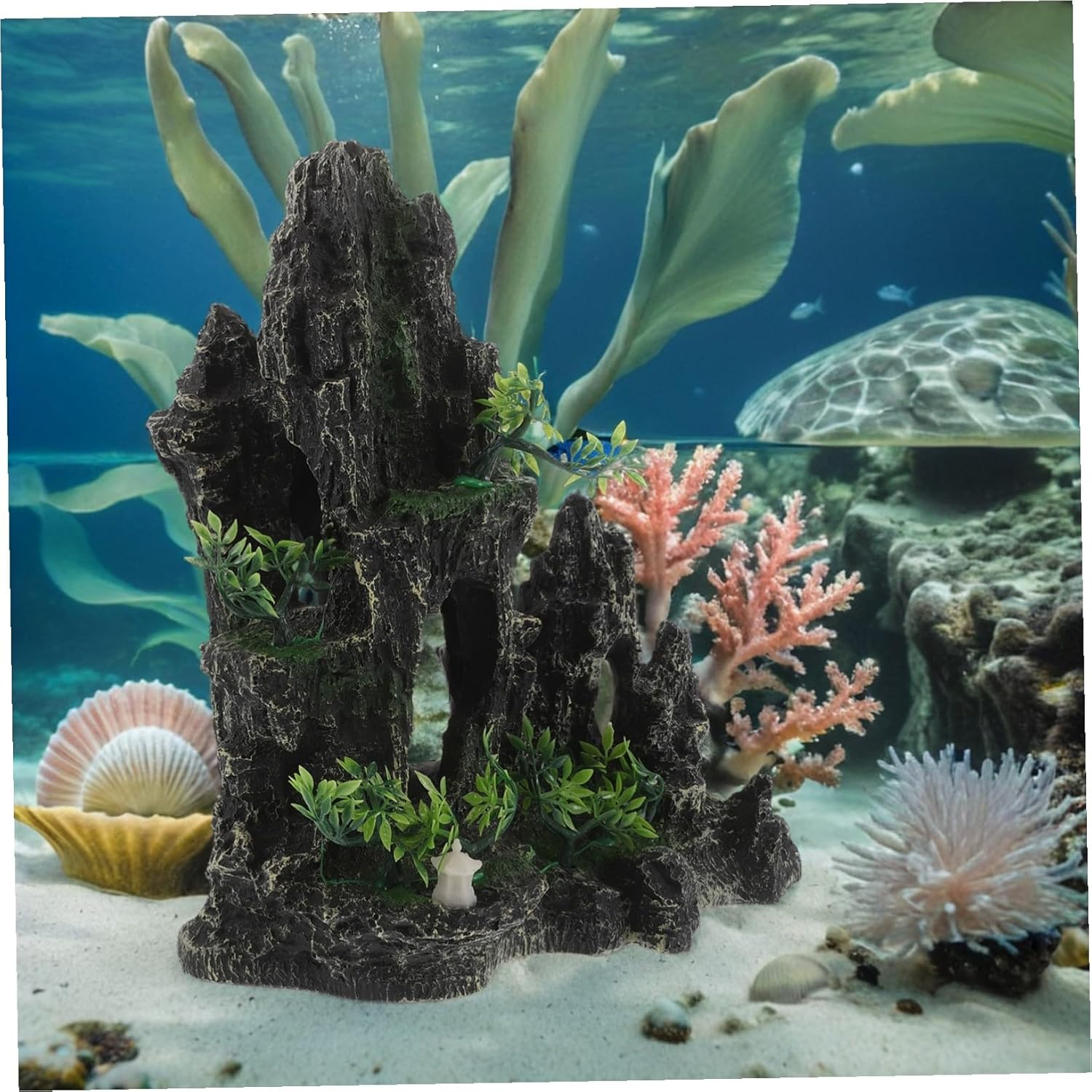 CORHAD Simulated Stone Fish Tank Rock Cave Decor for Aquarium with Shrimp Hideaway Naturalistic Artificial Rock Shelter Enhances Aquatic Habitat Suitable for Large Tanks image number 1