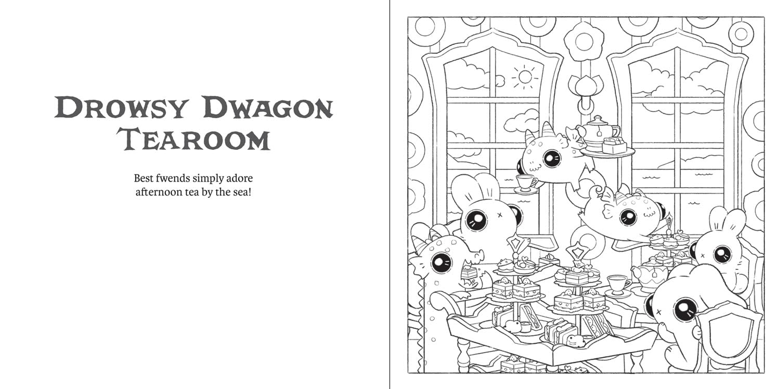 Bunnehs and Dwagons: Magical Kingdoms Cosy Colouring image number 6