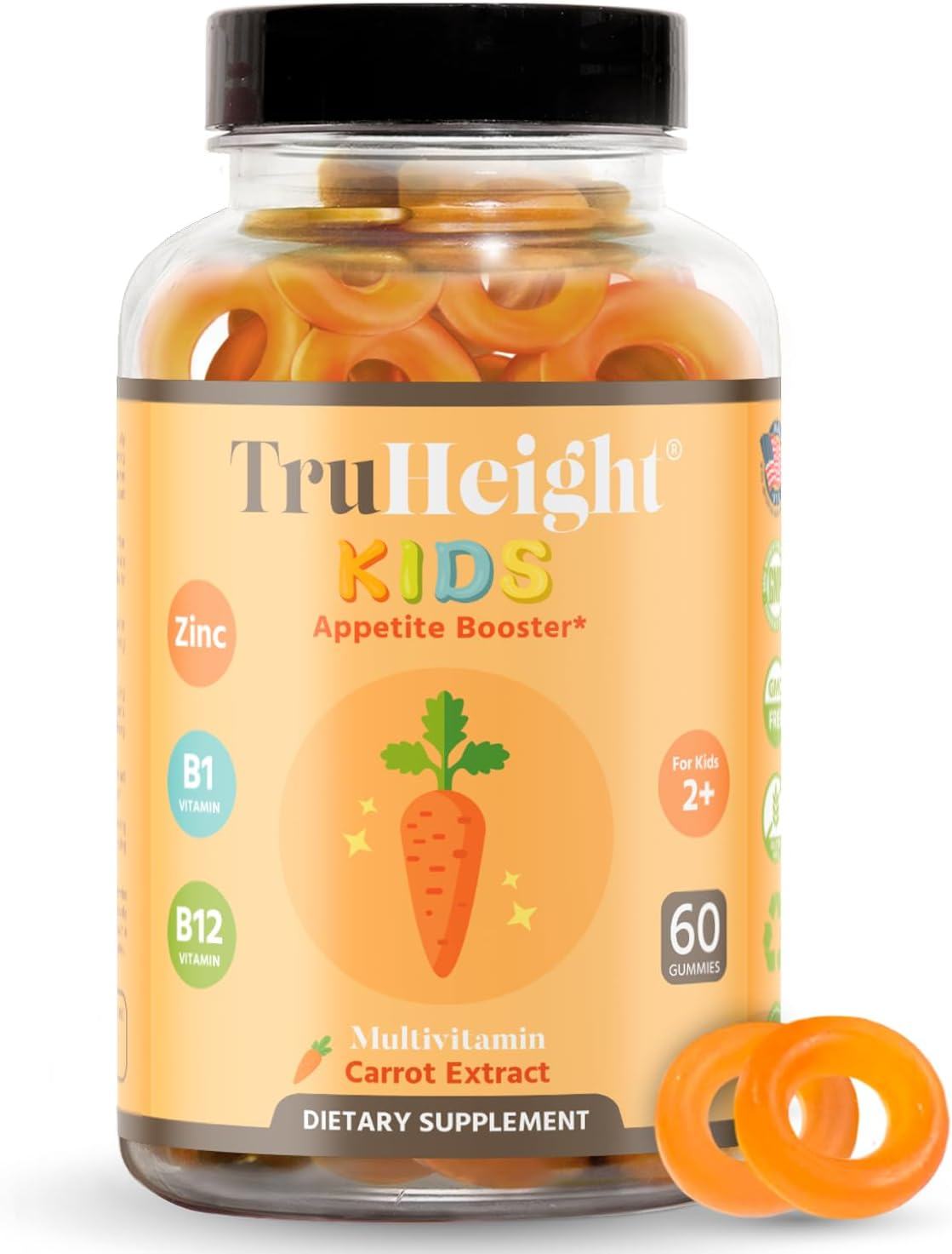 Truheight Kids Appetite Booster Gummies (Ages 2+) All Natural Toddler, Kids & Teens Appetite Stimulant to Eat More - Weight Gain Vitamins - Endorsed by Pediatricians - Vitamin for Underweight Kids image number 1