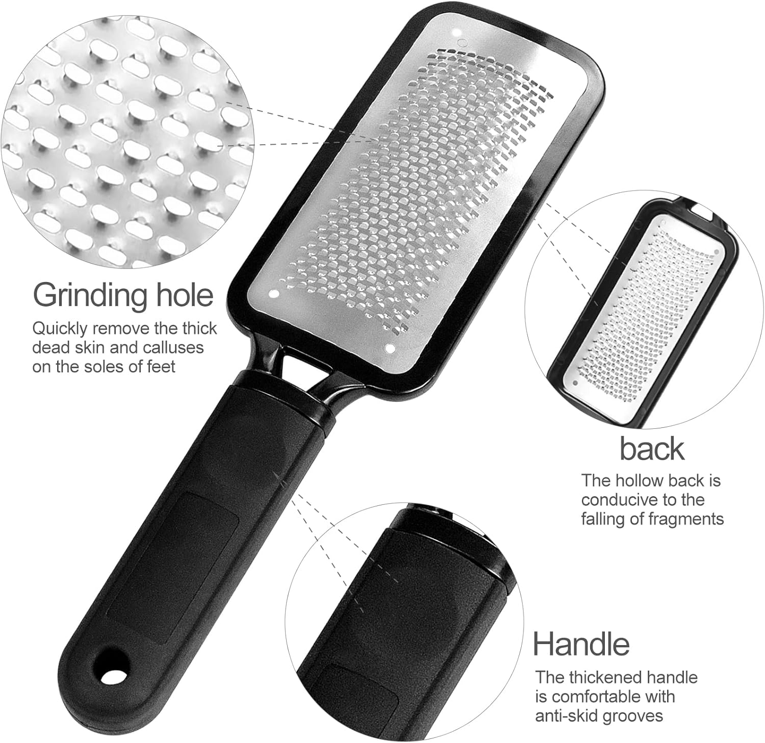 Sularpek Callus Rasp, Foot File Pedicure, Callus Rasp for Callus Removal, Foot File Made of Stainless Steel, Black image number 1