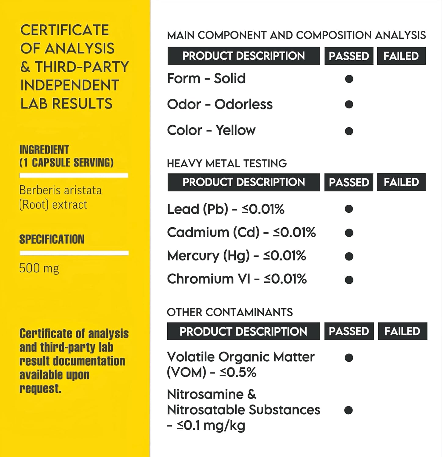 Berberine 500Mg - 90 Capsules | Premium Botanical Supplement, 500Mg per Capsule, Non-Gmo & Gluten Free Supplement