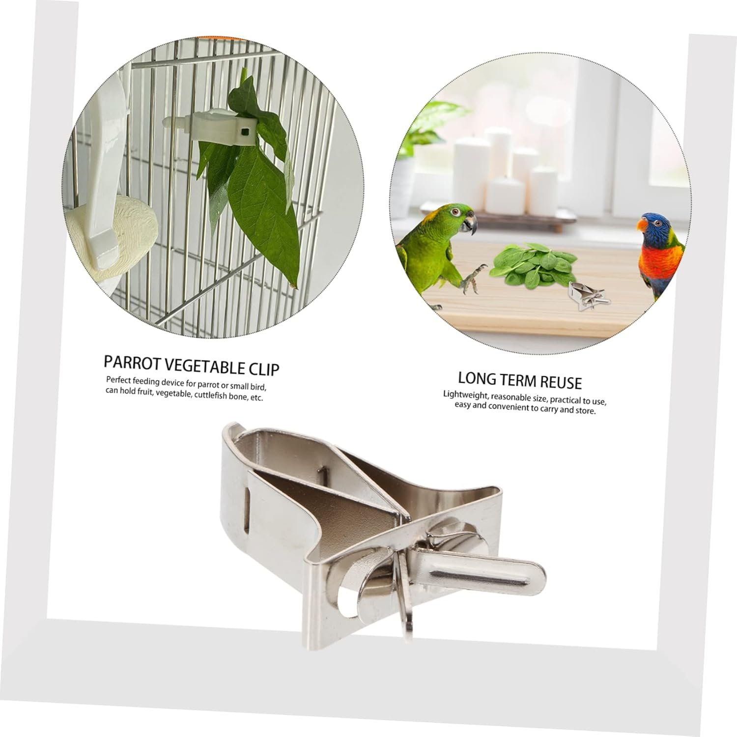 TEHAUX Bird Cage Food Feeding Clamp Parrot Feeding Clamp 2Pcs Metal Bird Food Clips Easy Install Non-Slip Durable Material image number 6