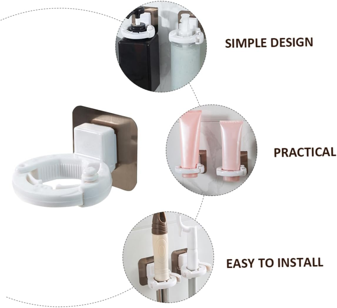 SHOWERORO 3Pcs Wall Mounted Shower Gel Bottle Holder Adjustable Size Storage Racks Anti-Smashing Adhesive Hanging Shampoo Brackets Punch-Free