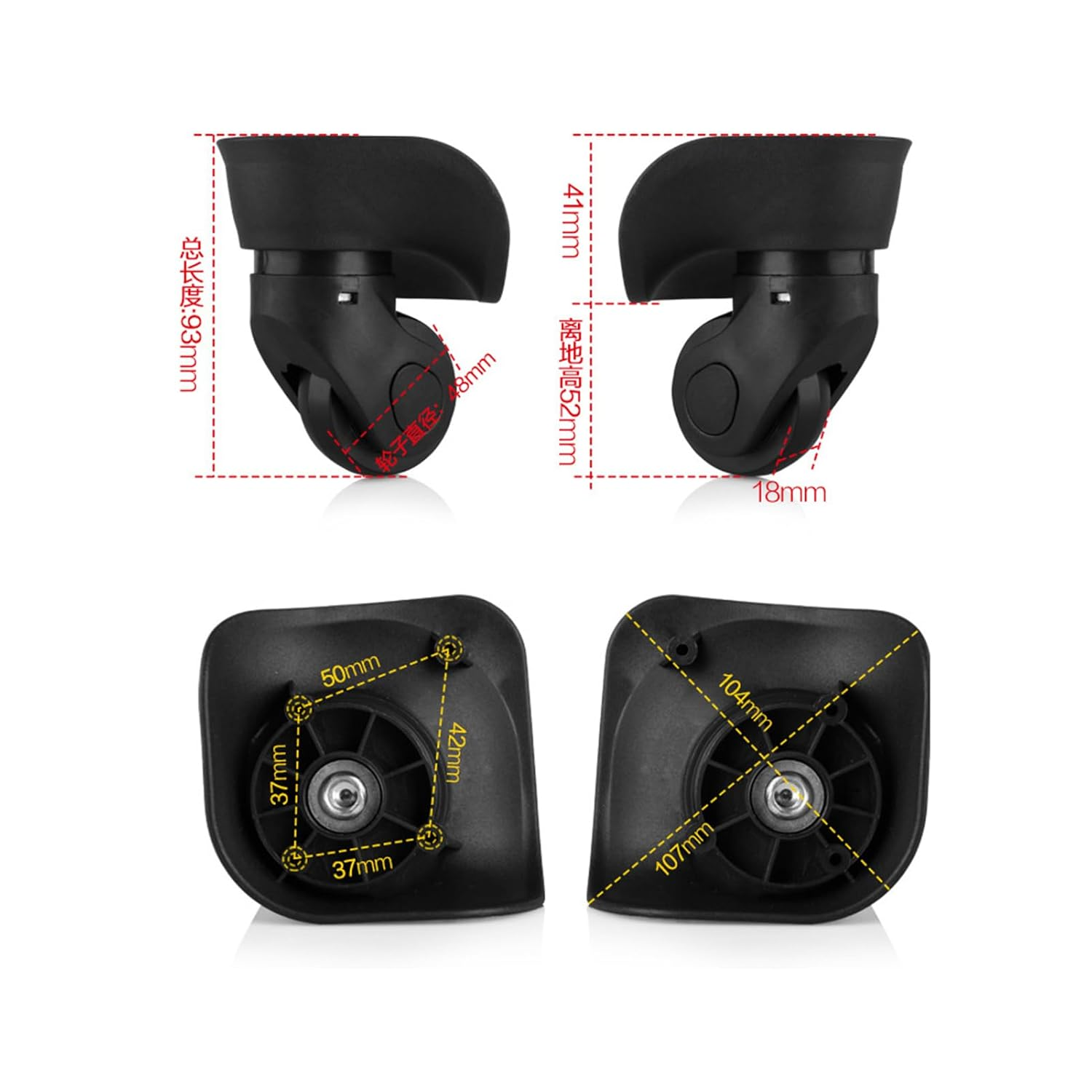 QANYEGN 2Pcs Luggage Wheels, a Pair of Suitcase Wheels, Replacement Suitcase Roller Suitable for Suitcases, Mobile Coffee Tables, Bookshelves, Toy Boxes image number 3