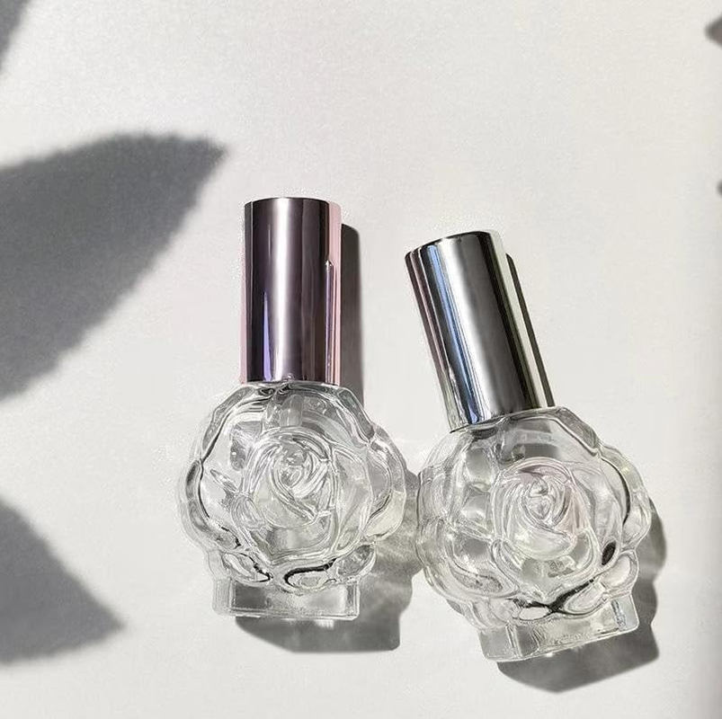 NOIAFZY 8PCS 10Ml Rose Flower Perfume Spray Bottles, Leak-Proof Travel-Size Glass Atomizer Containers with Floral Design image number 1
