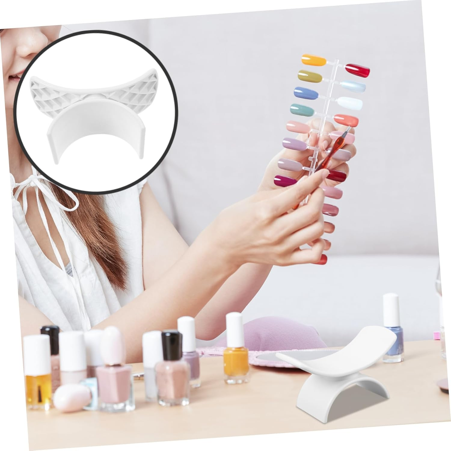 Mikinona Ergonomic Nail Art Hand Pillow Manicure Armrest Cushion Portable Nail Pillow Salon Hand Rest - Pink image number 6