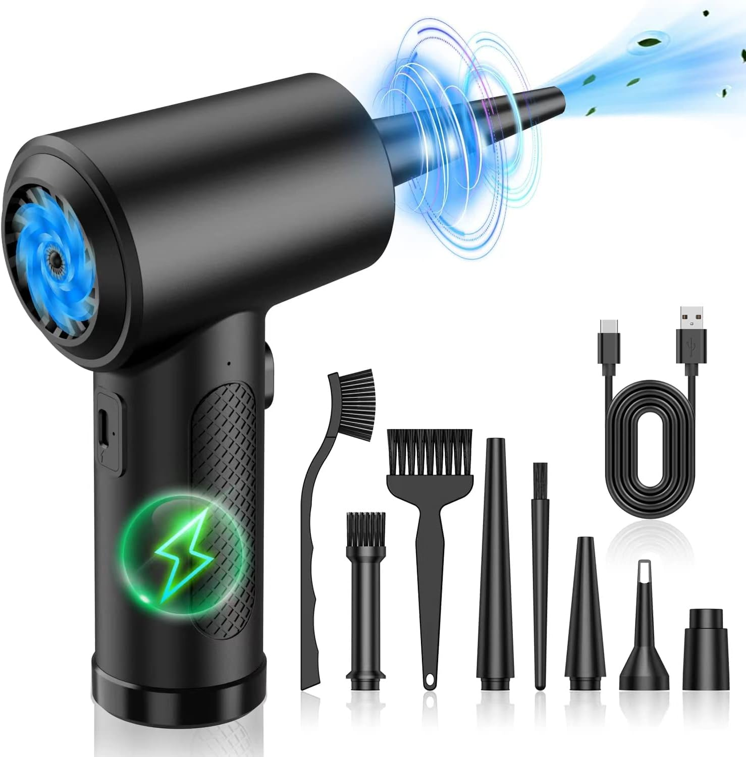 Compressed-Air-Duster-100000Rpm-Keyboard-Cleaner - Good Replace Compressed Air Can - Reusable No Canned Air Duster - Car Duster - Pc Duster Electric Air Duster - Compressed Air for Computer 7600Mah