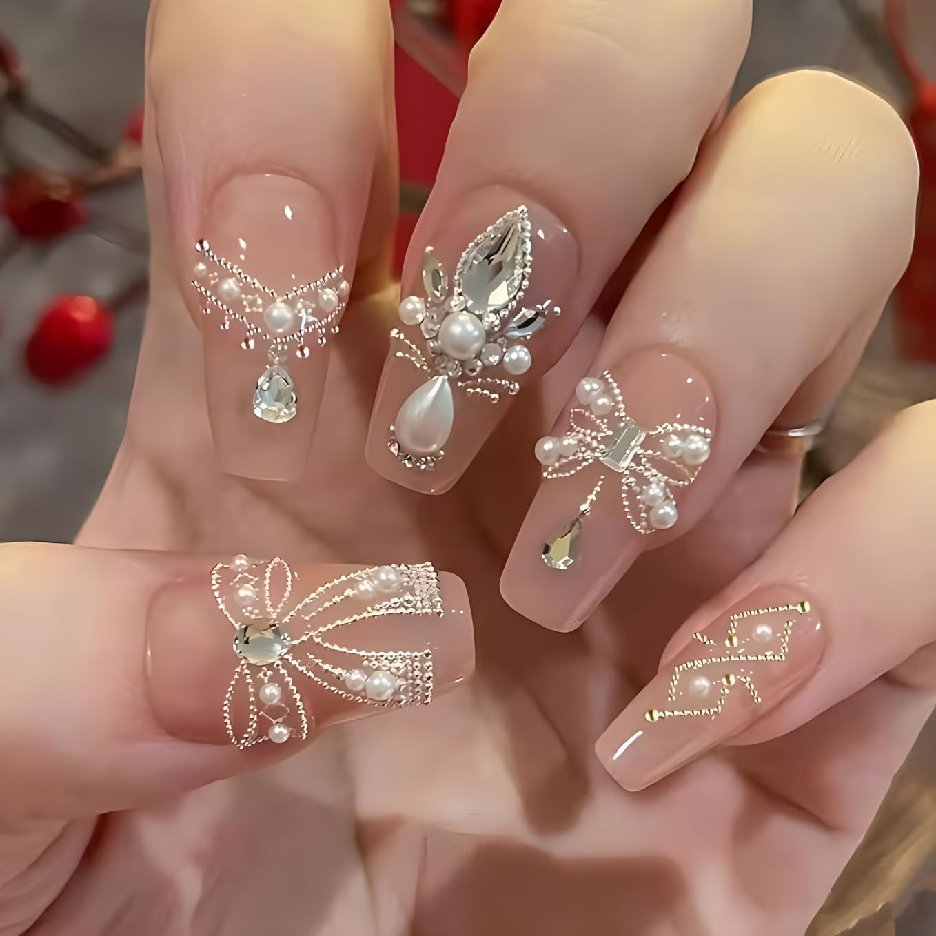 Nail Beads, 3D Mini Metal Nails Beads Balls Gold Silver Rose Gold Gun Black Mixed Nail Studs for Women Girls DIY Nail Tools Manicure Decorations 1 Set. image number 2