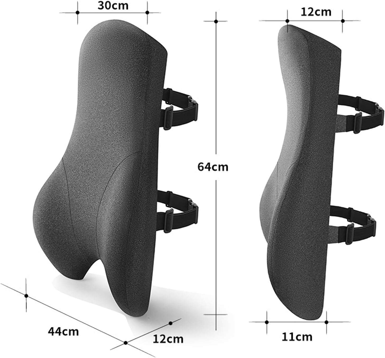 Lumbar Support Pillow for Office Chair, Memory Foam Car Seat Back Support, Ergonomic Design Orthopedic Backrest, Breathable, Adjustable Straps, for Computer Chair, Car Seat