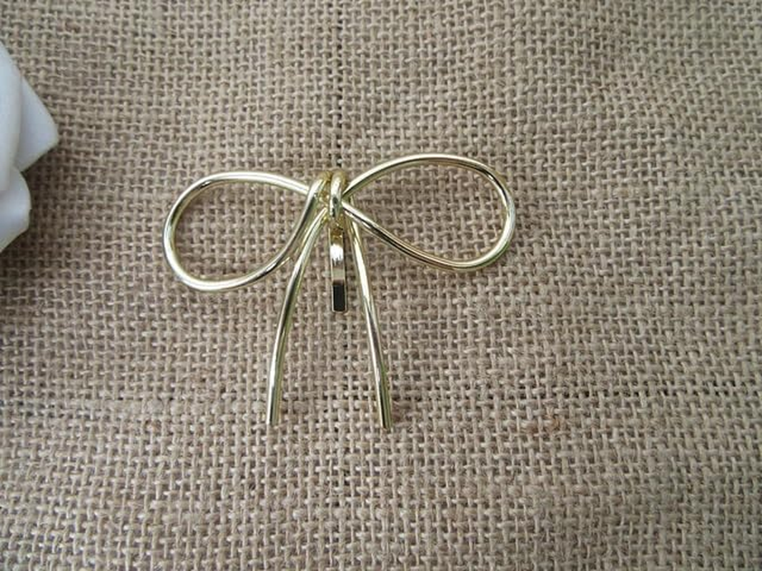 6Pcs HQ Gold Plated Ribbon Design Elegant Ponytail Hook Hair Accessory