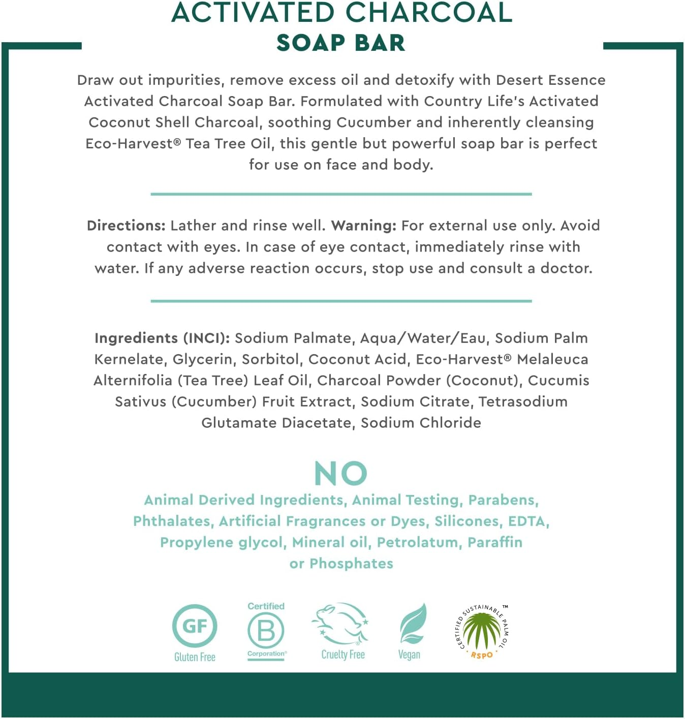 Desert Essence, Soap Bar, Activated Charcoal, 5 Oz (142 G) image number 5