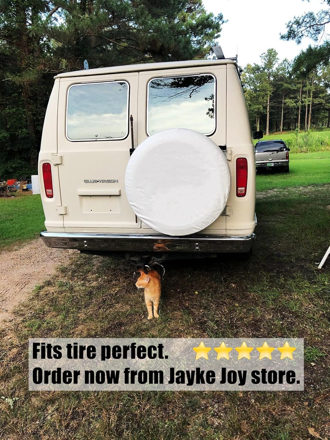 White Spare Tire Cover, Wheel Cover PVC Leather Waterproof Dust-Proof Universal Fit for Jeep, Trailer, RV, SUV and Camper (16 Inch) image number 5