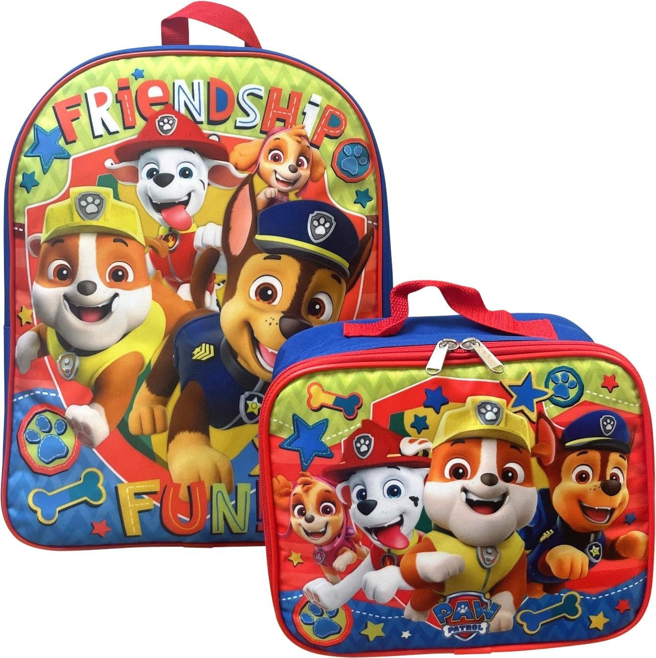 Ruz Kids Licensed School Backpack with Lunch Box Set. Two Piece 15&rdquo; Book Bag and Lunch Box Bundle, Paw Patrol Blue-Red, Large, Paw Patrol image number 1