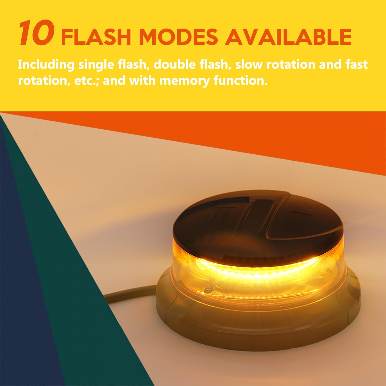 Monirf 42 Leds Rotating Beacon Light, Permanent Mount Amber Strobe Lights, 12-24V Emergency Lights for Trucks Vehicles Tractors image number 5