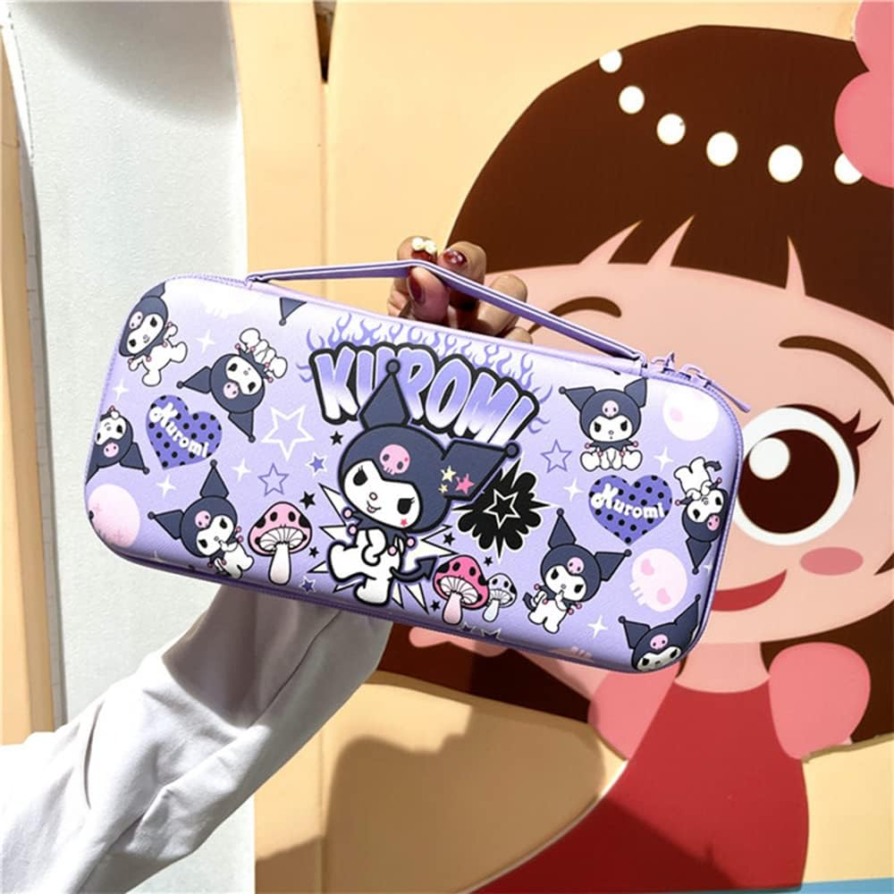 PERFECTSIGHT Cute Switch Carrying Case for Nintendo Switch OLED, Kawaii Hard Shell Portable Travel Carry Case with 12 Game Card Slots, Inner Protective Storage Bag for NS Console & Accessories, Purple - Blue Dog image number 3