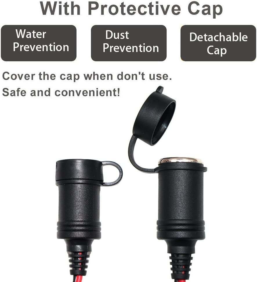 12V Adapter Plug Socket 2 Way Splitter Car Cigarette Lighter Male 1 to 2 Sockes Female Extension Heavy Duty 16AWG Power Cord 1.2M image number 5