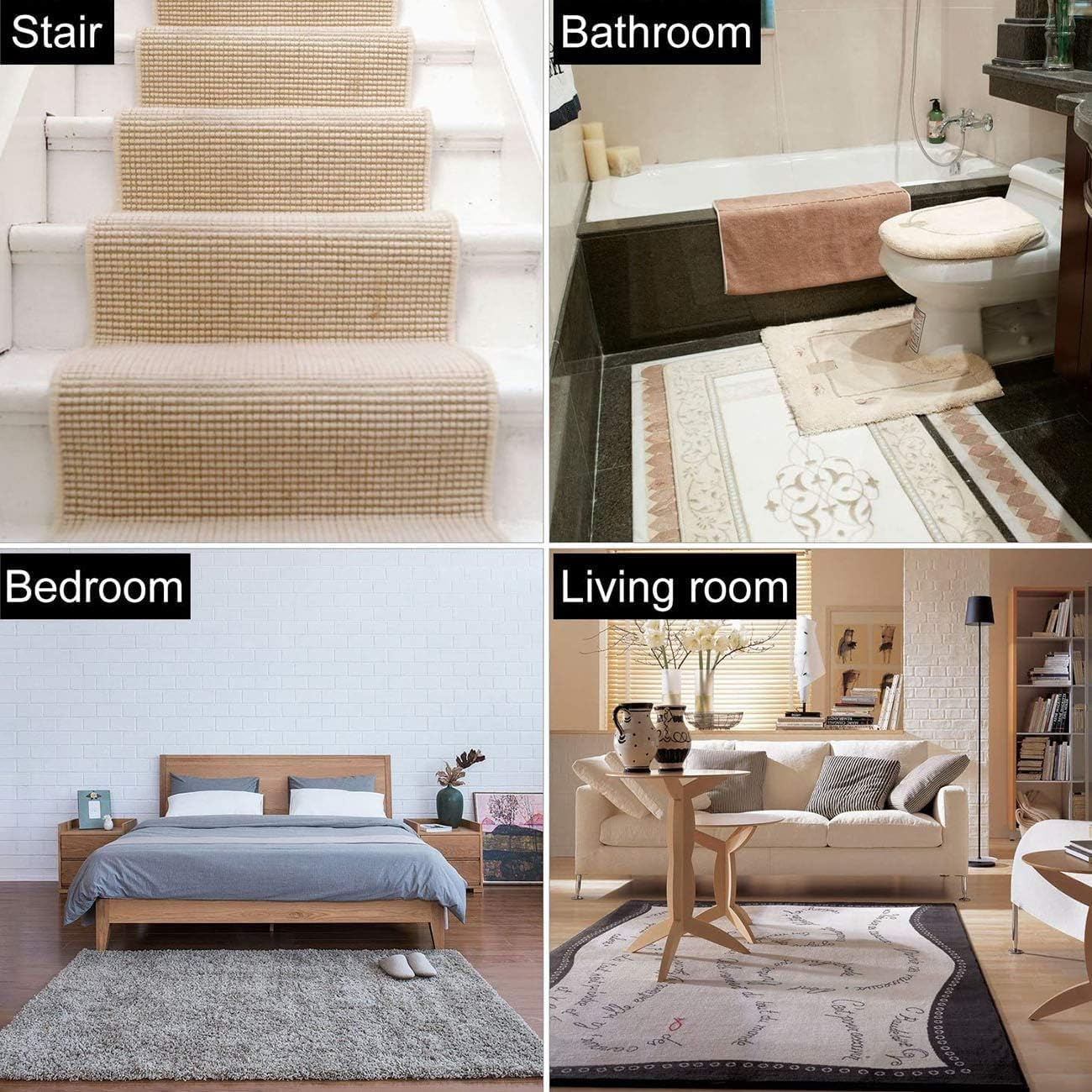 Rug Gripper Pads - Premium Non-Slip Underlay for All Floors | Keeps Rugs Flat on Tile, Wood, Laminate | Carpet Tape 24 Pack | Home D&eacute;cor Essential