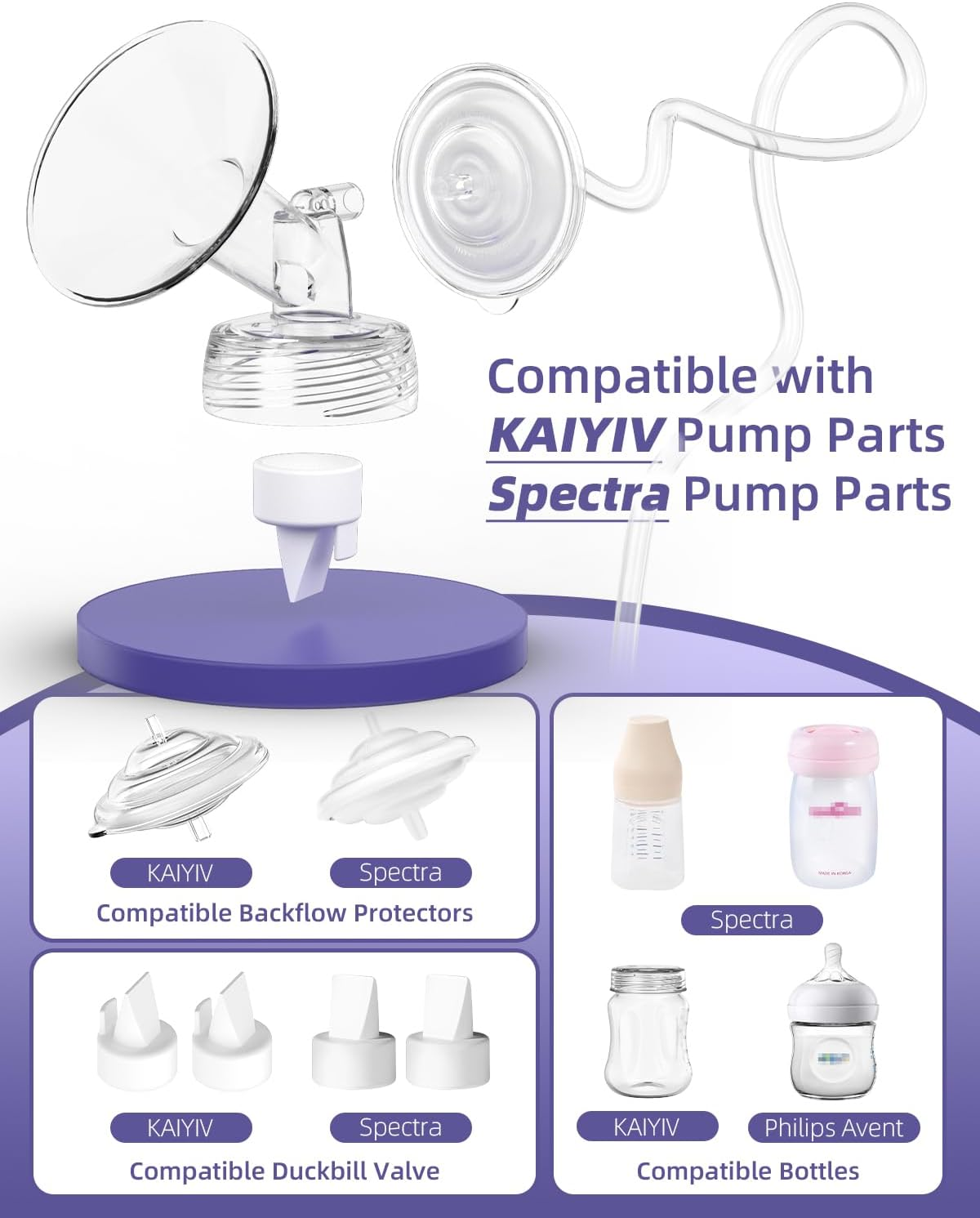 KAIYIV 10PCS Duckbill Valve Silicone Kit Compatible with Spectra S2 S1 9 Plus, Bpa,Not Original Spectra Pump Parts image number 4
