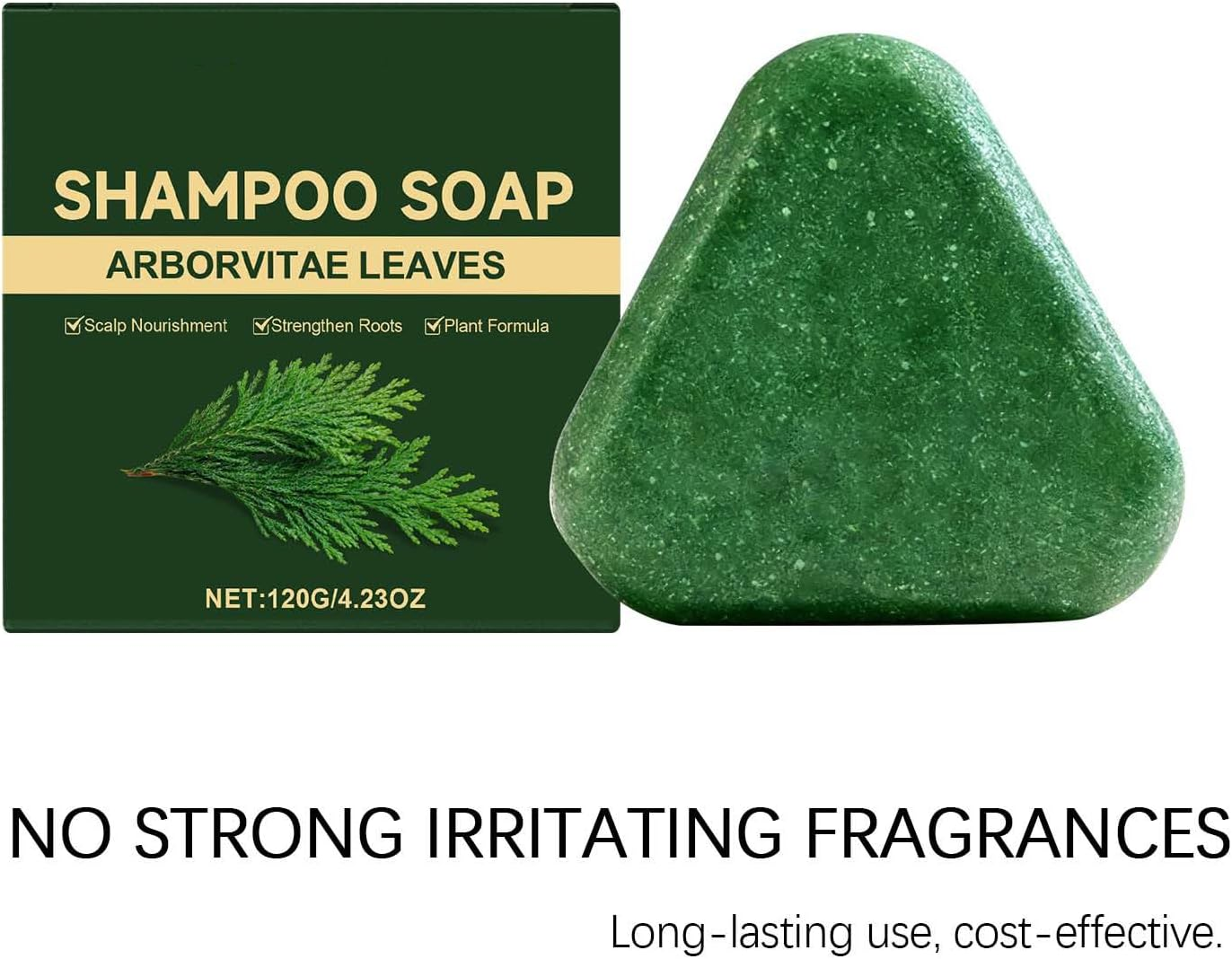 Nature Triangle Shampoo Bar for Women & Men, Cleansing Soap with Arborvitae Leaves, Shampoo Bar for Thinning Hair Cleansing & Nourishing, Triangle Hair Soap with Coconut Olive Castor Oil (4) image number 6