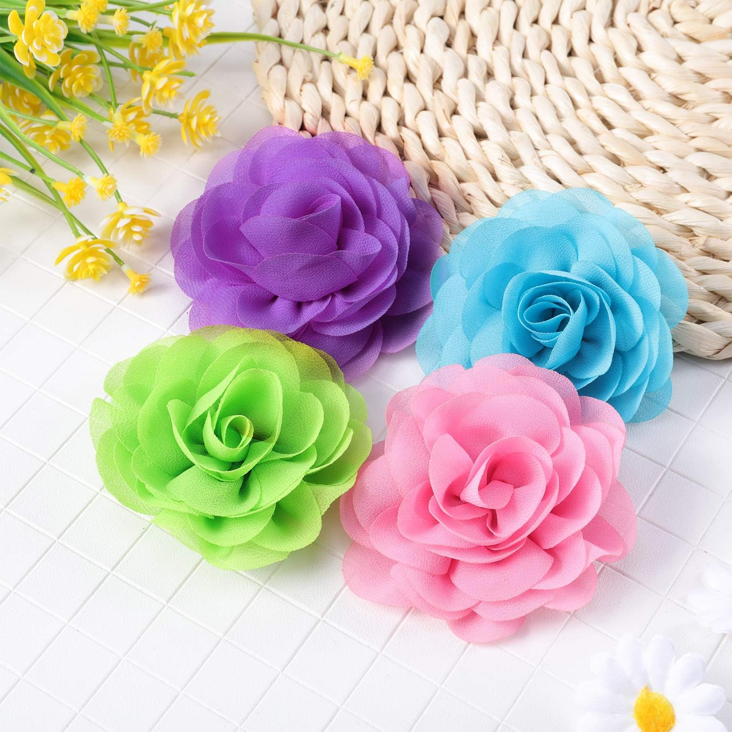 4 Pieces Dog Flower Bow Collar Multicolored Pet Bow Collar Dog Charms Flower Set for Puppy Dog Collar Cat Pet Grooming Accessories (Green, Lake Blue, Light Purple, Pink) image number 5