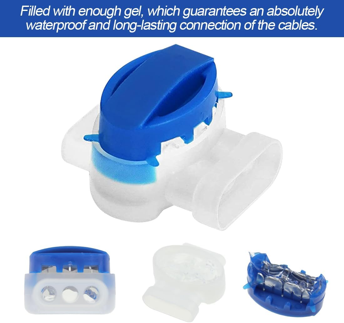 Yuragim Robotic Lawnmower Cable Connector, Lawn Mower Cable Accessory Set with 50 Pegs + 10 Connection Clamps + 10 Waterproof Cable Clamps, Robotic Lawnmower Accessories for Gardena Robotic Lawnmower image number 1