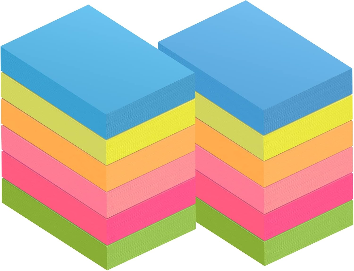 ZCZN 38 X 51 Mm Sticky Notes, 6 Neon Color Self-Stick Memo Note Pads, 100 Sheets/Pad, Small Size, 12 Pads image number 4