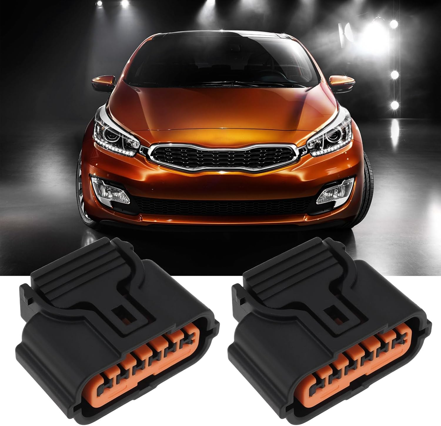 Ecsing 2Pcs 6-Pin Parking Sensor Connector with Terminal Compatible with Hyundai KIA 95720-D3000 99310-D4000 image number 2